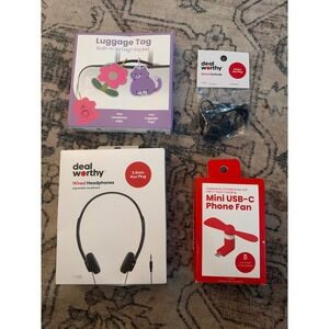 Deal Worthy Wired Headphones Earbuds Mini USB-C Phone Fan AirTag Luggage Tag Lot